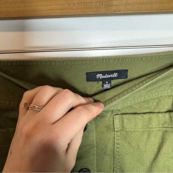 Madewell Station Green Button Front Pocket Mini Skirt Size 0 - Picture 4 of 7